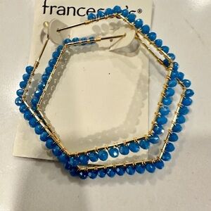 Francesca's Collections Blue and Gold Beaded Hoop Earrings - NWT